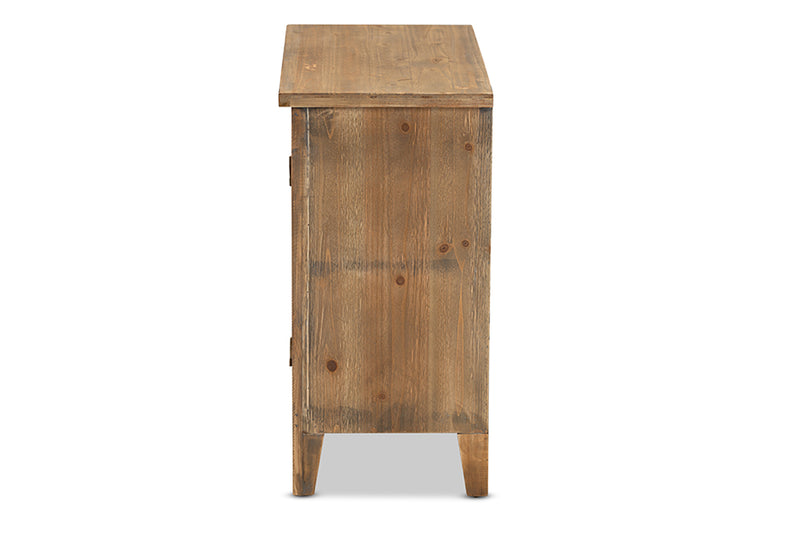 Baxton Studio Clement Rustic Transitional Medium Oak Finished 2-Door Wood Spindle Accent Storage Cabinet