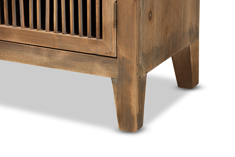 Baxton Studio Clement Rustic Transitional Medium Oak Finished 2-Door Wood Spindle Accent Storage Cabinet