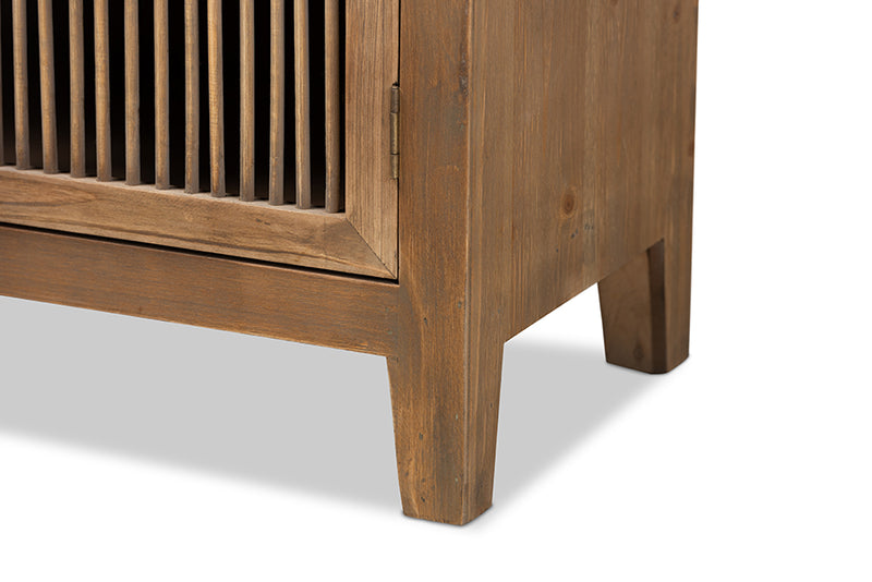 Baxton Studio Clement Rustic Transitional Medium Oak Finished 2-Door and 2-Drawer Wood Spindle Accent Storage Cabinet