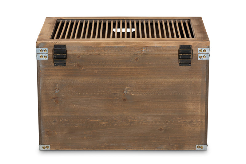 Baxton Studio Clement Rustic Transitional Medium Oak Finished 2-Piece Wood Spindle Storage Trunk Set
