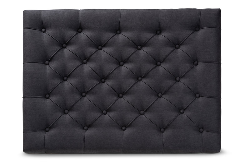 Baxton Studio Lindsey Modern and Rustic Charcoal Linen Fabric Upholstered and Greywashed Wood Cocktail Ottoman