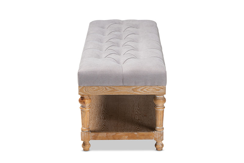 Baxton Studio Linda Modern and Rustic Grey Linen Fabric Upholstered and Greywashed Wood Storage Bench