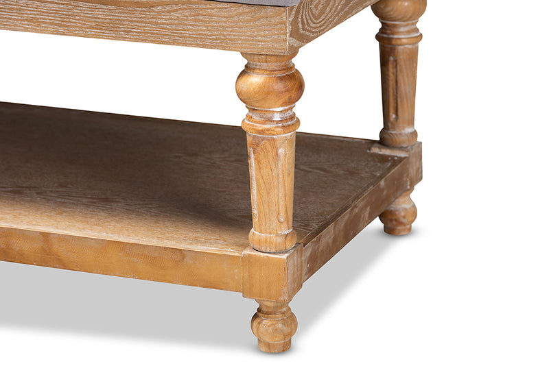 Baxton Studio Linda Modern and Rustic Grey Linen Fabric Upholstered and Greywashed Wood Storage Bench