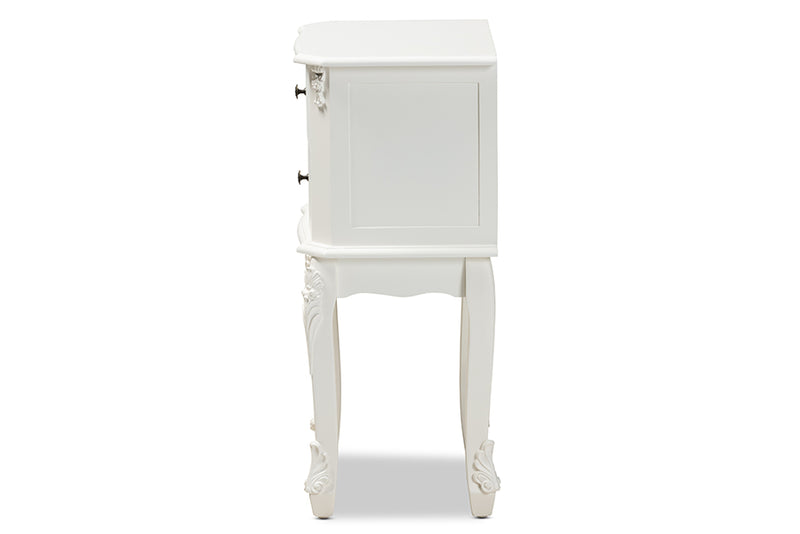 Baxton Studio Sophia Classic and Traditional French White Finished Wood 2-Drawer Nightstand