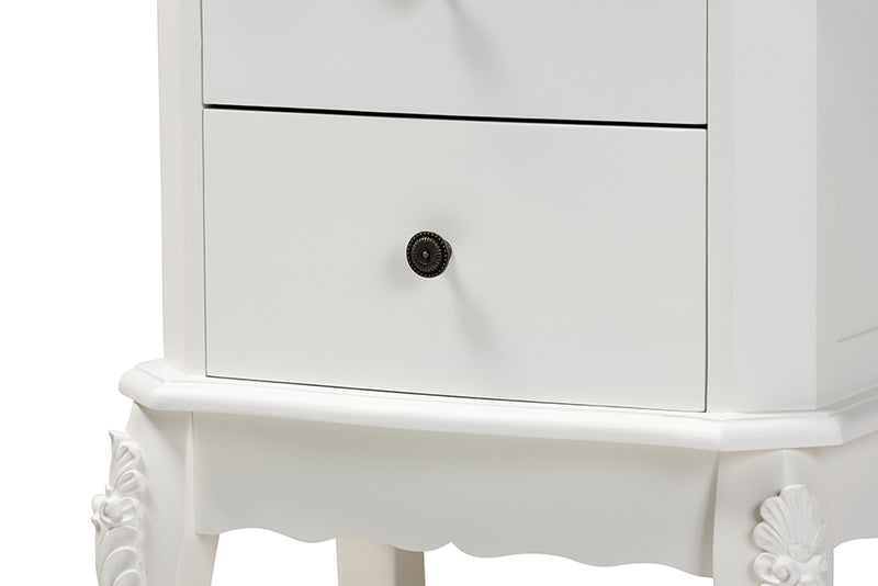 Baxton Studio Sophia Classic and Traditional French White Finished Wood 2-Drawer Nightstand