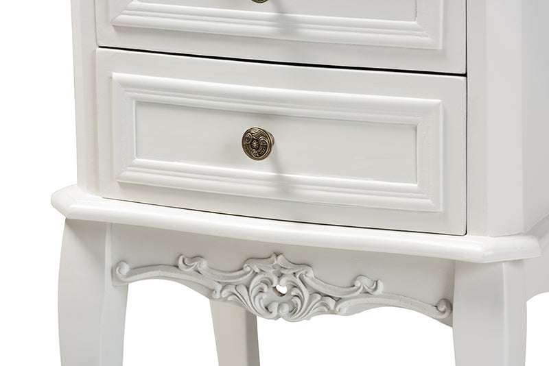 Baxton Studio Darla Classic and Traditional French White and Cherry Brown Finished Wood 2-Drawer Nightstand