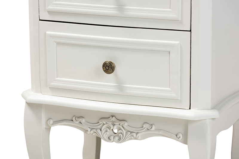 Baxton Studio Darlene Classic and Traditional French White and Cherry Brown Finished Wood 2-Drawer Nightstand