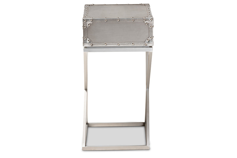 Baxton Studio William Modern French Industrial Silver Metal 1-Drawer Nightstand