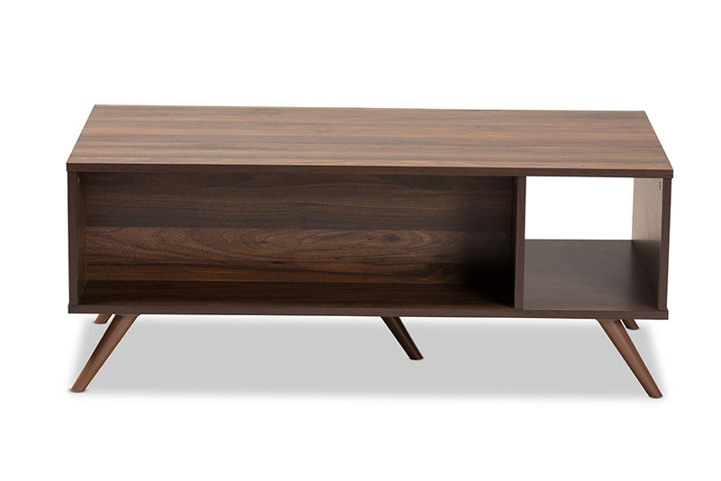 Baxton Studio Naoki Modern and Contemporary Two-Tone Grey and Walnut Finished Wood 1-Drawer Coffee Table