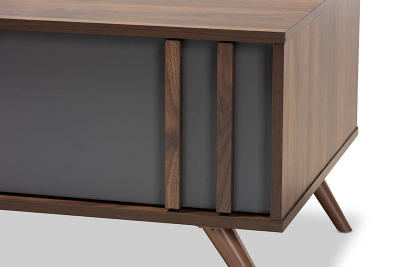 Baxton Studio Naoki Modern and Contemporary Two-Tone Grey and Walnut Finished Wood 1-Drawer Coffee Table