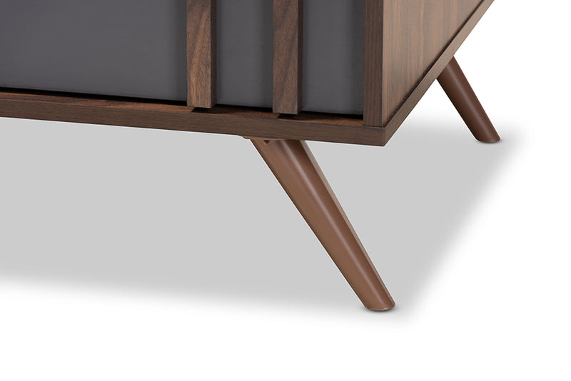 Baxton Studio Naoki Modern and Contemporary Two-Tone Grey and Walnut Finished Wood 1-Drawer Coffee Table