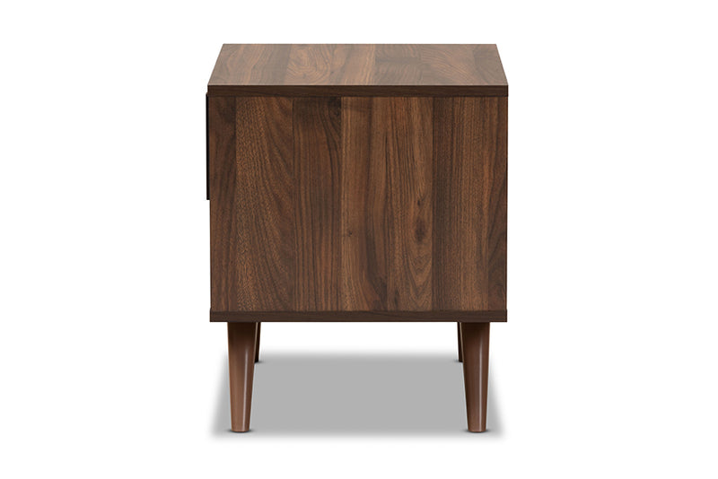Baxton Studio Naoki Modern and Contemporary Two-Tone Grey and Walnut Finished Wood 1-Drawer Nightstand