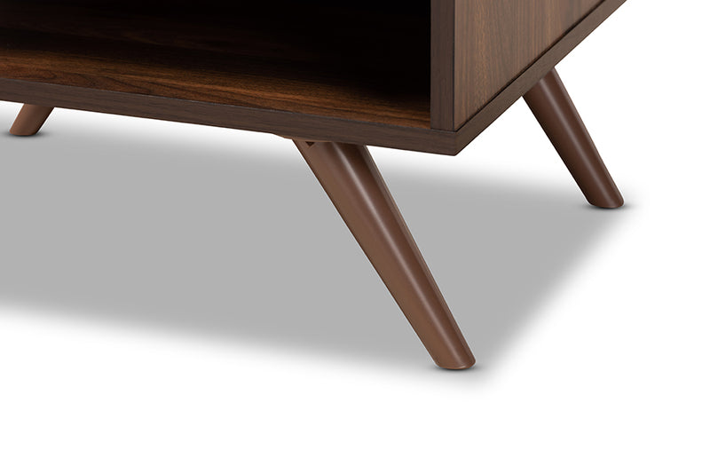 Baxton Studio Naoki Modern and Contemporary Two-Tone Grey and Walnut Finished Wood 1-Drawer Nightstand