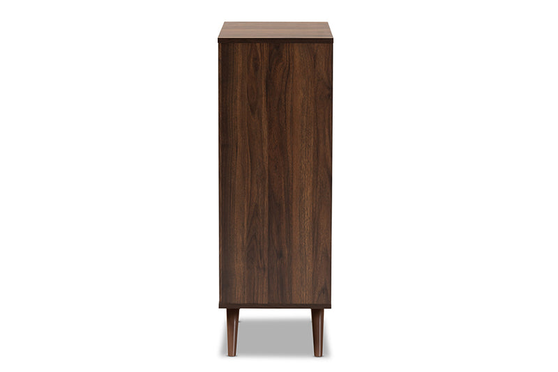 Baxton Studio Naoki Modern and Contemporary Two-Tone Grey and Walnut Finished Wood 2-Door Shoe Cabinet