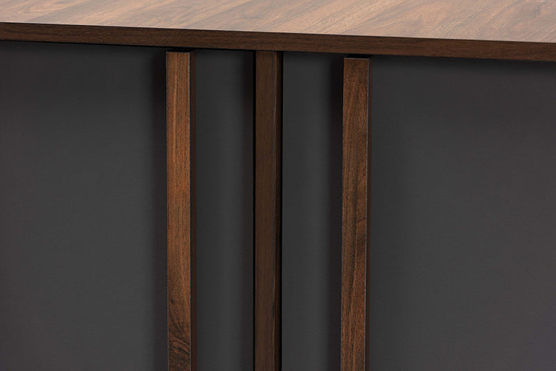 Baxton Studio Naoki Modern and Contemporary Two-Tone Grey and Walnut Finished Wood 2-Door Shoe Cabinet