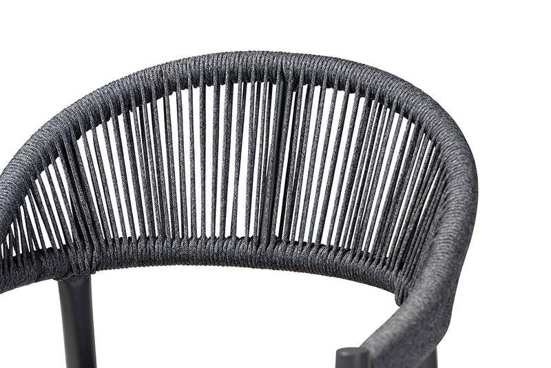 Baxton Studio Wendell Modern and Contemporary Grey Finished Rope and Metal Outdoor Bar Stool