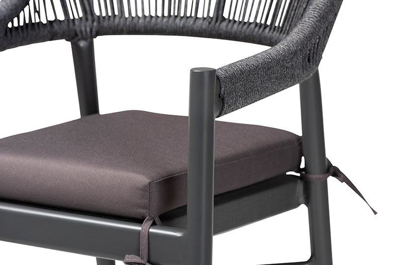 Baxton Studio Wendell Modern and Contemporary Grey Finished Rope and Metal Outdoor Bar Stool