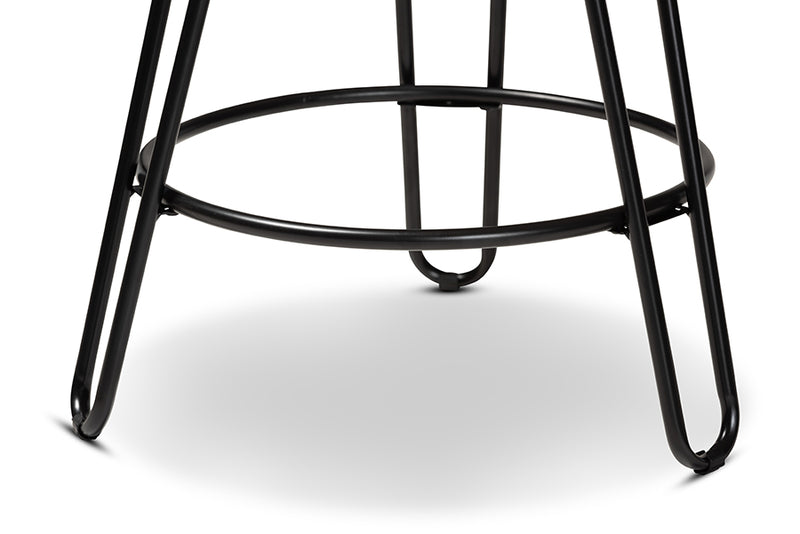 Baxton Studio Veera Vintage Industrial Rustic Walnut Finished Wood and Black Metal 3-Piece Height Adjustable Bar Pub Set