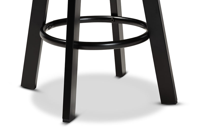 Baxton Studio Maritta Vintage Industrial Rustic Walnut Finished Wood and Black Metal 3-Piece Height Adjustable Bar Pub Set
