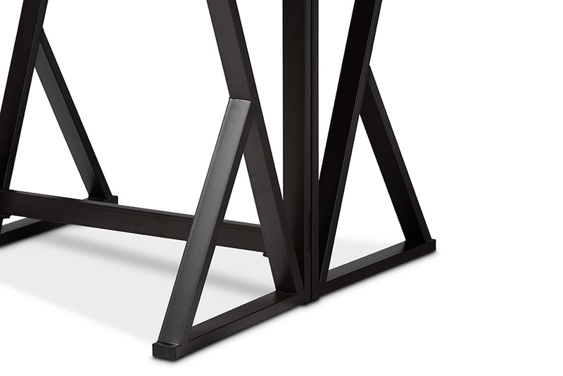 Baxton Studio Richard Industrial and Rustic Walnut Finished Wood and Black Metal 5-Piece Pub Set with Extendable Tabletop