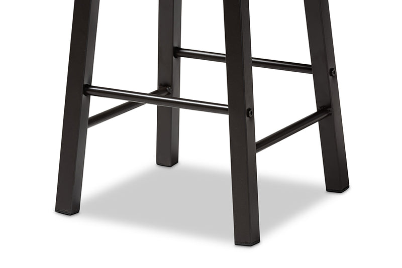 Baxton Studio Richard Industrial and Rustic Walnut Finished Wood and Black Metal 5-Piece Pub Set with Extendable Tabletop