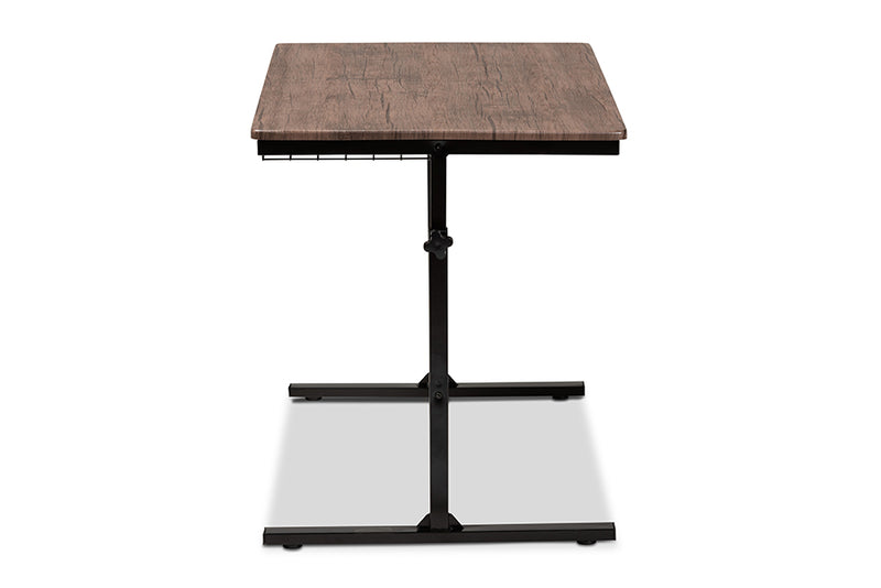 Baxton Studio Anisa Modern and Industrial Walnut Finished Wood and Black Metal Height Adjustable Desk