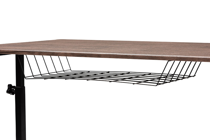 Baxton Studio Anisa Modern and Industrial Walnut Finished Wood and Black Metal Height Adjustable Desk