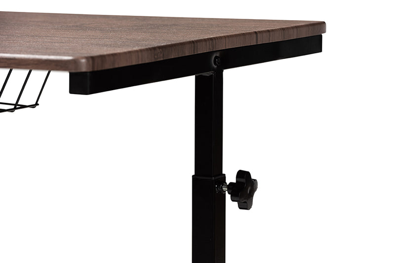 Baxton Studio Anisa Modern and Industrial Walnut Finished Wood and Black Metal Height Adjustable Desk