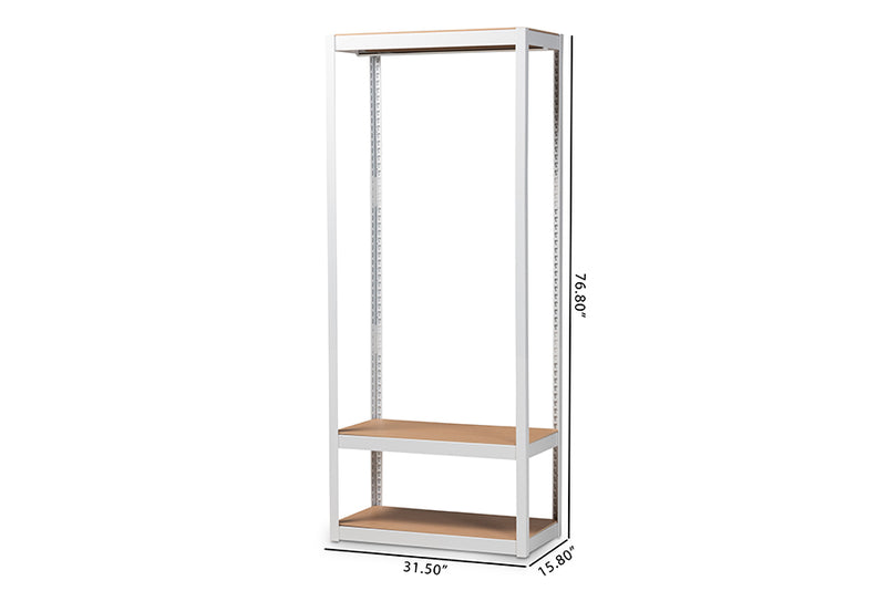 Baxton Studio Elton Modern and Contemporary White Finished Metal 3-Shelf Free-Standing Closet Storage Organizer