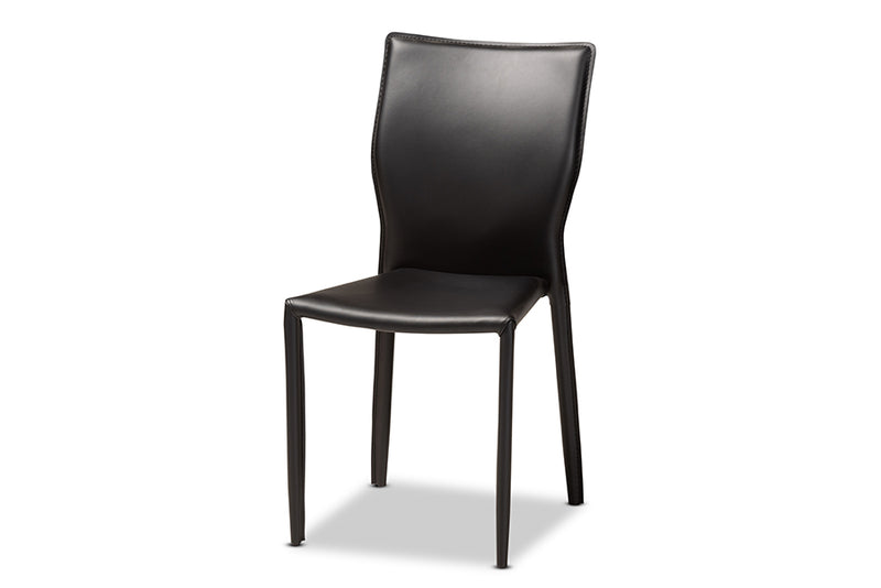 Baxton Studio Heidi Modern and Contemporary Black Faux Leather Upholstered 4-Piece Dining Chair Set