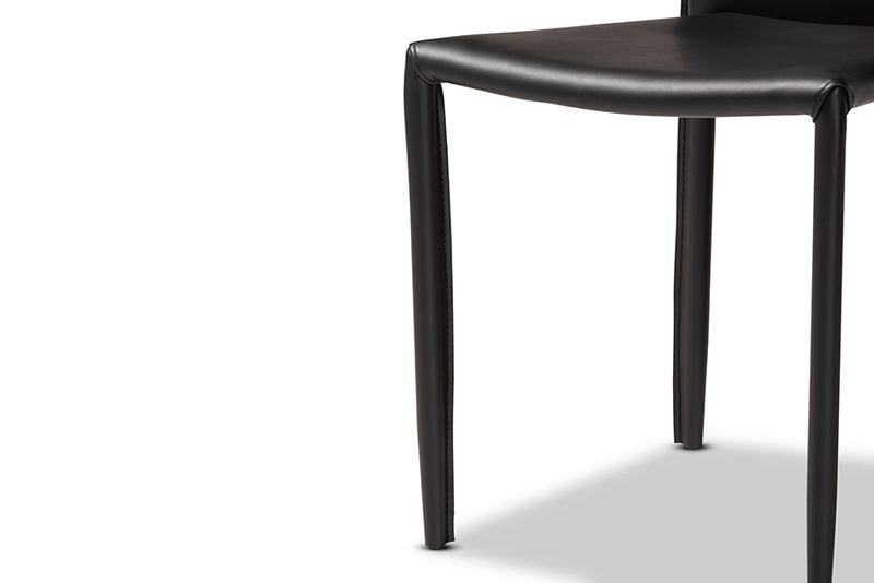 Baxton Studio Heidi Modern and Contemporary Black Faux Leather Upholstered 4-Piece Dining Chair Set