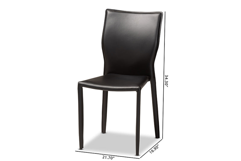 Baxton Studio Heidi Modern and Contemporary Black Faux Leather Upholstered 4-Piece Dining Chair Set