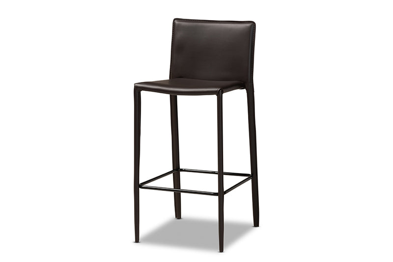 Baxton Studio Malcom Modern and Contemporary Brown Faux Leather Upholstered 4-Piece Bar Stool