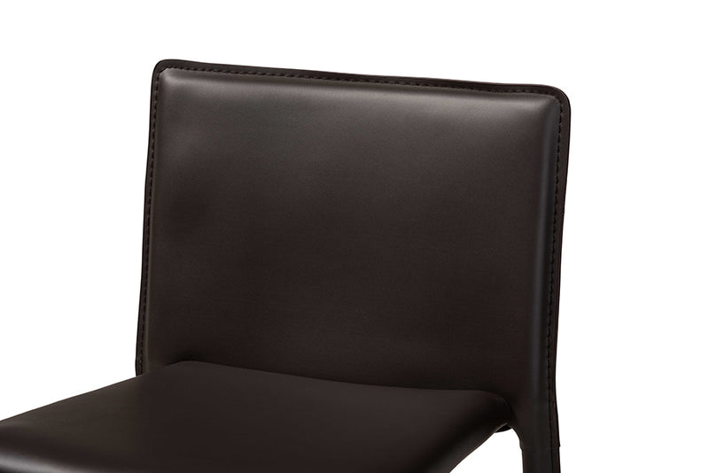 Baxton Studio Malcom Modern and Contemporary Brown Faux Leather Upholstered 4-Piece Bar Stool
