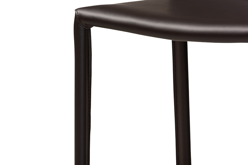 Baxton Studio Malcom Modern and Contemporary Brown Faux Leather Upholstered 4-Piece Bar Stool