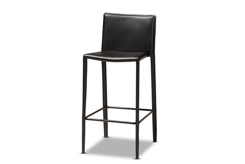 Baxton Studio Malcom Modern and Contemporary Black Faux Leather Upholstered 4-Piece Bar Stool Set
