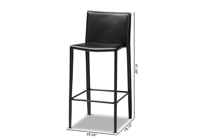 Baxton Studio Malcom Modern and Contemporary Black Faux Leather Upholstered 4-Piece Bar Stool Set