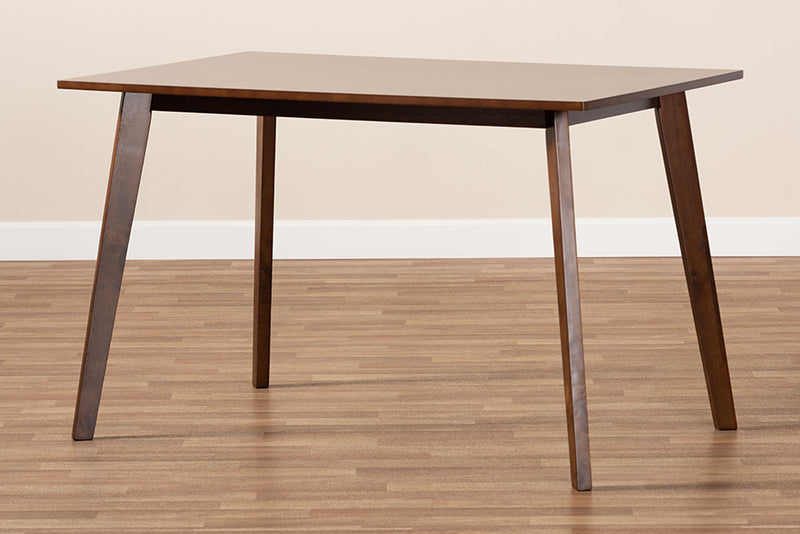 Baxton Studio Britte Mid-Century Modern Transitional Walnut Brown Finished Rectangular Wood Dining Table