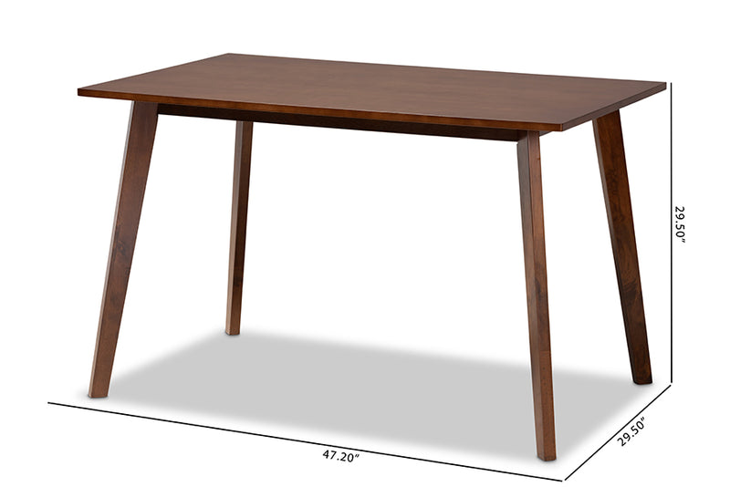 Baxton Studio Britte Mid-Century Modern Transitional Walnut Brown Finished Rectangular Wood Dining Table