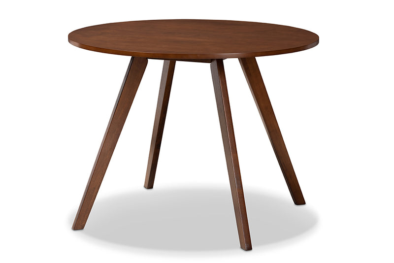 Baxton Studio Alana Mid-Century Modern Transitional Walnut Brown Finished Round Wood Dining Table