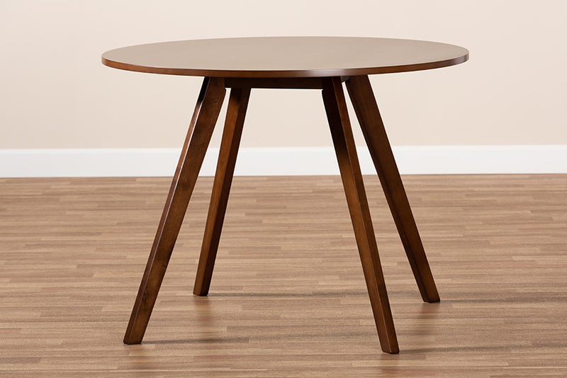 Baxton Studio Alana Mid-Century Modern Transitional Walnut Brown Finished Round Wood Dining Table