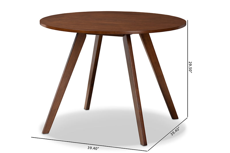Baxton Studio Alana Mid-Century Modern Transitional Walnut Brown Finished Round Wood Dining Table
