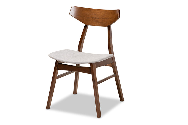 Baxton Studio Danica Mid-Century Modern Transitional Light Grey Fabric Upholstered and Walnut Brown Finished Wood 4-Piece Dining Chair Set