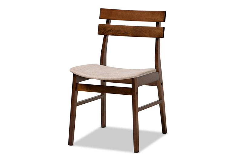Baxton Studio Devlin Mid-Century Modern Transitional Light Beige Fabric Upholstered and Walnut Brown Finished Wood 4-Piece Dining Chair Set
