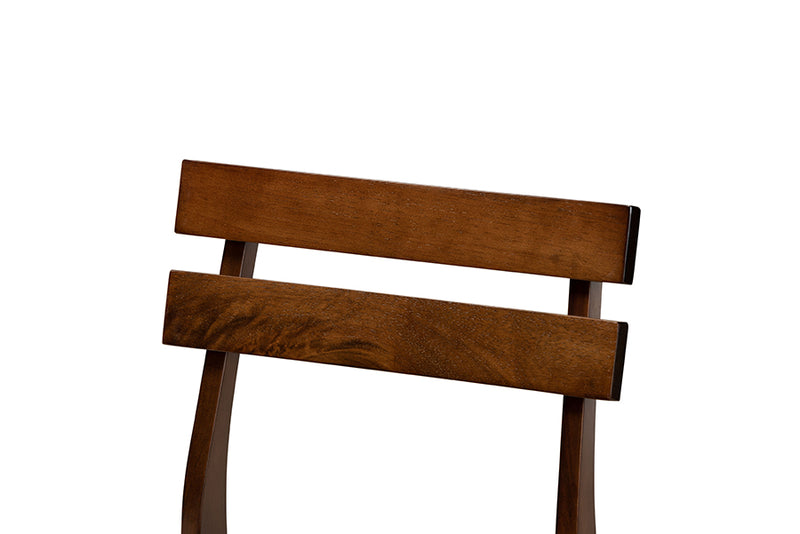 Baxton Studio Devlin Mid-Century Modern Transitional Light Beige Fabric Upholstered and Walnut Brown Finished Wood 4-Piece Dining Chair Set