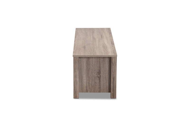 Baxton Studio Bruna Modern and Contemporary Farmhouse White-Washed Oak Finished TV Stand
