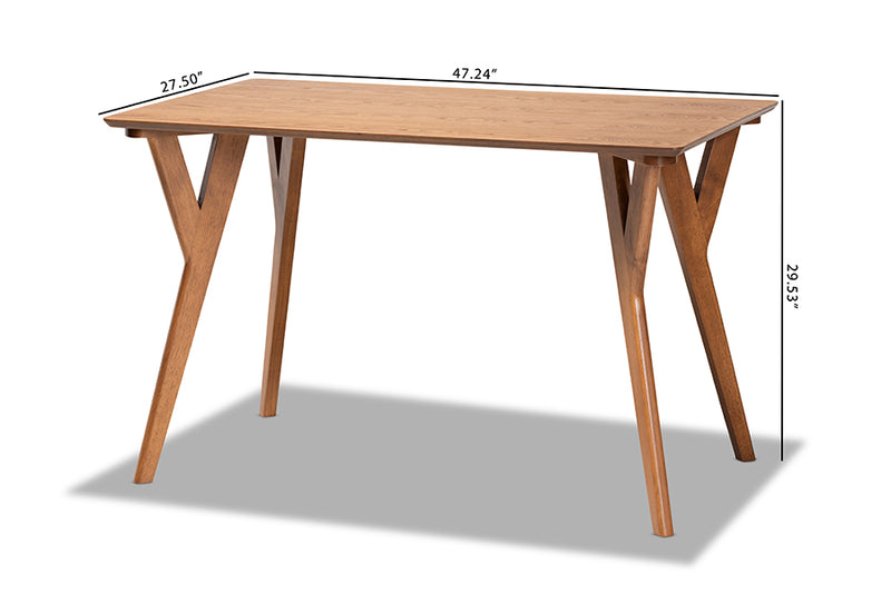 Baxton Studio Sahar Mid-Century Modern Transitional Walnut Brown Finished Wood Dining Table