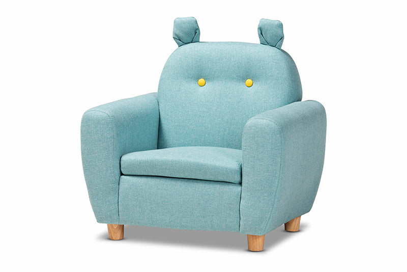 Baxton Studio Gloria Modern and Contemporary Sky Blue Fabric Upholstered Kids Armchair with Animal Ears