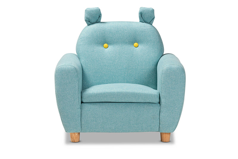Baxton Studio Gloria Modern and Contemporary Sky Blue Fabric Upholstered Kids Armchair with Animal Ears