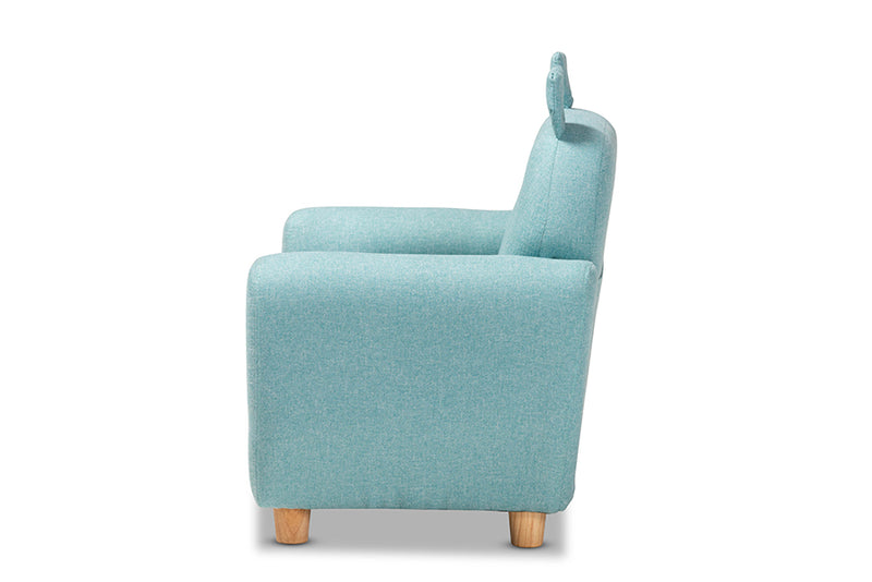 Baxton Studio Gloria Modern and Contemporary Sky Blue Fabric Upholstered Kids Armchair with Animal Ears